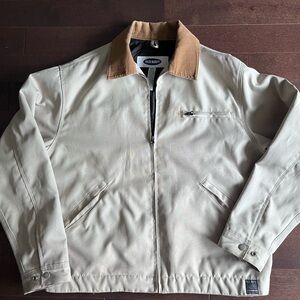 Vintage Old Navy Carhartt Detroit Style Men's Cream and Tan Zip Up Jacket